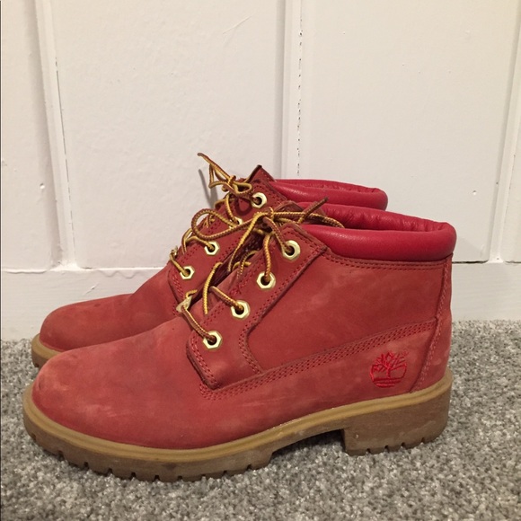 Custom Red Timberlands Women’s size 7.5 - Picture 3 of 8